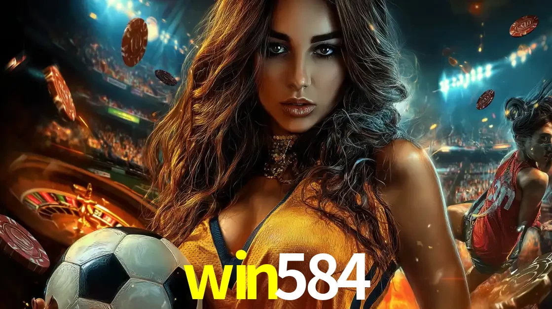 Mulher segurando uma bola de futebol em uma montagem que mistura a paixão esportiva com a emoção da roleta de cassino, tudo disponível na plataforma win584.